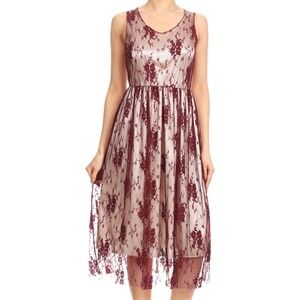 NWT Anna Kaci‎ Sleeveless Floral Lace Midi Dress Size Medium Whimsigoth Witchy